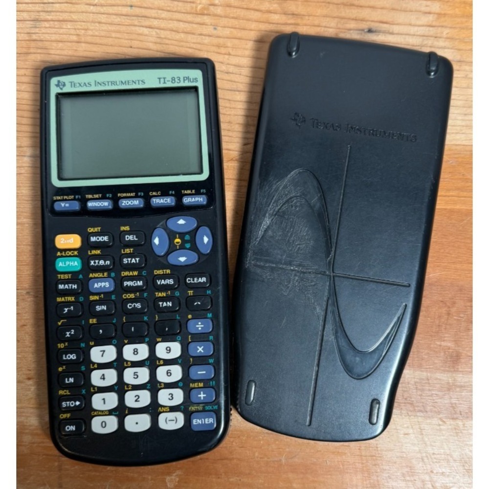 Texas Instruments TI-83 Plus Graphing Calculator & Cover - Tested and Working
